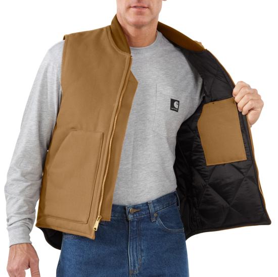 Carhartt Men's Rib Collar Insulated Vest - Relaxed Fit - Firm Duck