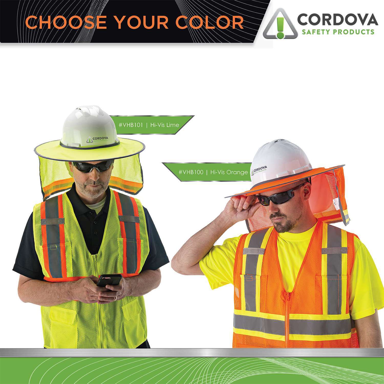Cordova Hi-Viz Lime Foldable Neck Shade