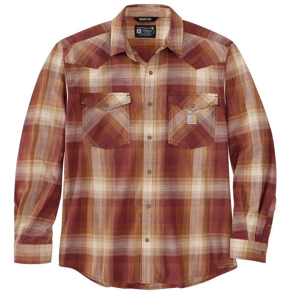 Carhartt Montana Rugged Flex® Relaxed Fit Lightweight Long-Sleeve Snap-Front Plaid Shirt