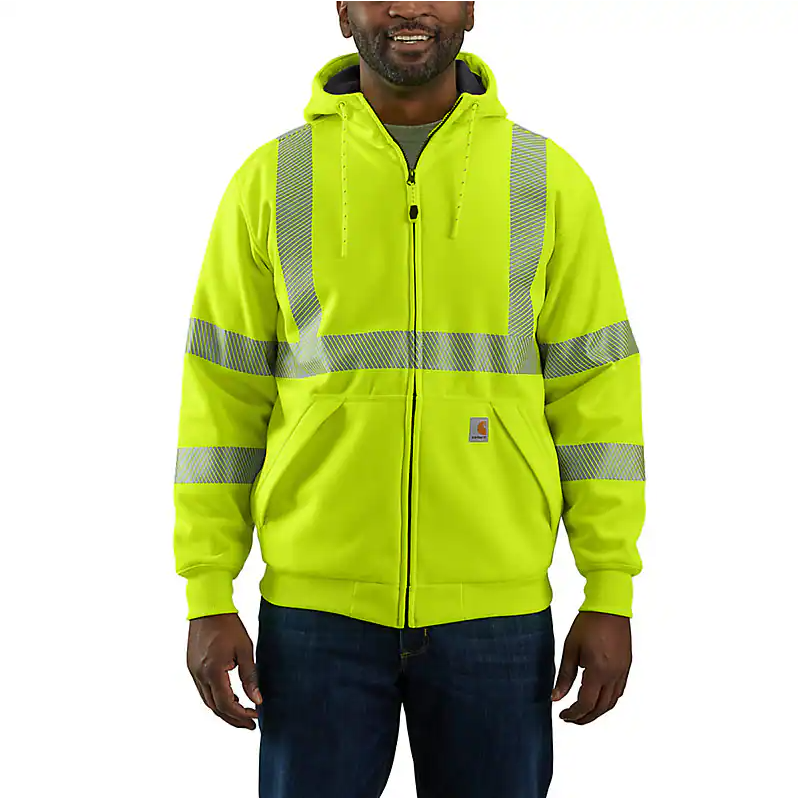 Carhartt High-Visibility Rain Defender Thermal-Lined Full Zip Class 3 Sweatshirt