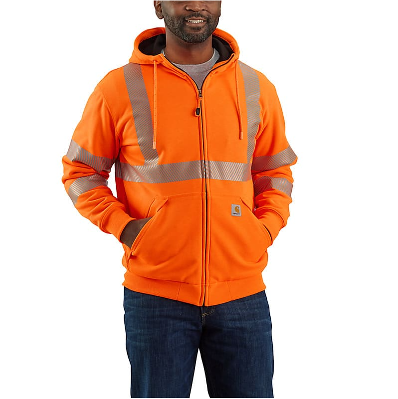 Carhartt High-Visibility Rain Defender Thermal-Lined Full Zip Class 3 Sweatshirt