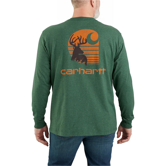 Carhartt Loose Fit Heavyweight Long-Sleeve Pocket Deer Graphic T-Shirt