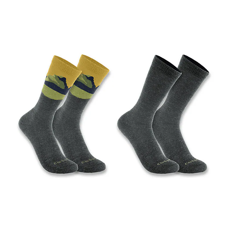 Carhartt Midweight Synthetic Wool Blend Mountain Crew Sock 2 Pack