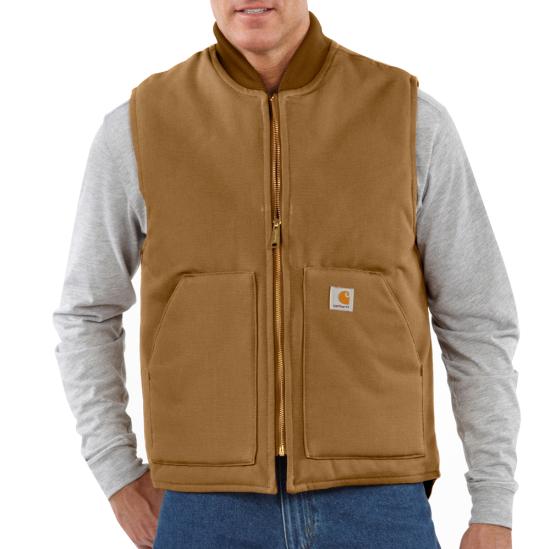 Carhartt Men's Rib Collar Insulated Vest - Relaxed Fit - Firm Duck