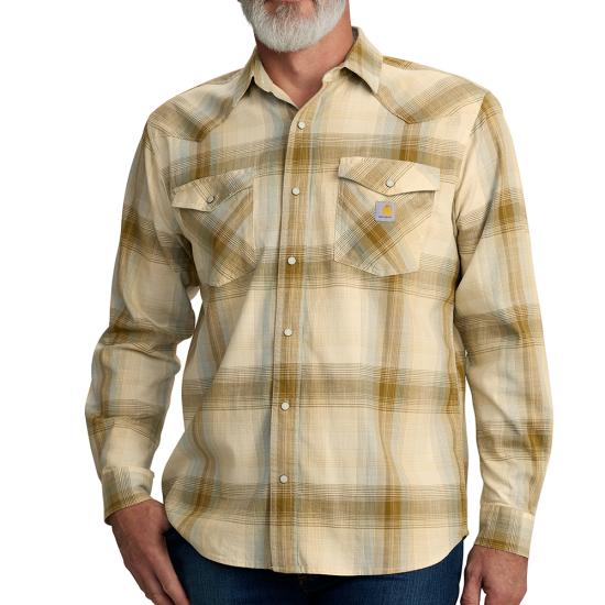 Carhartt Montana Rugged Flex® Relaxed Fit Lightweight Long-Sleeve Snap-Front Plaid Shirt