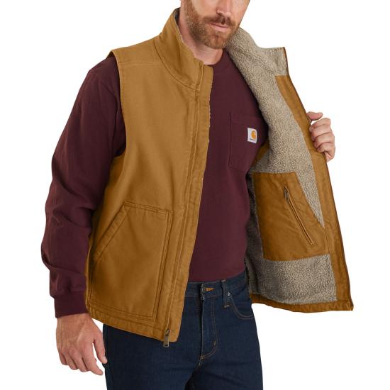 Carhartt Loose Fit Washed Duck Sherpa-Lined Mock-Neck Vest